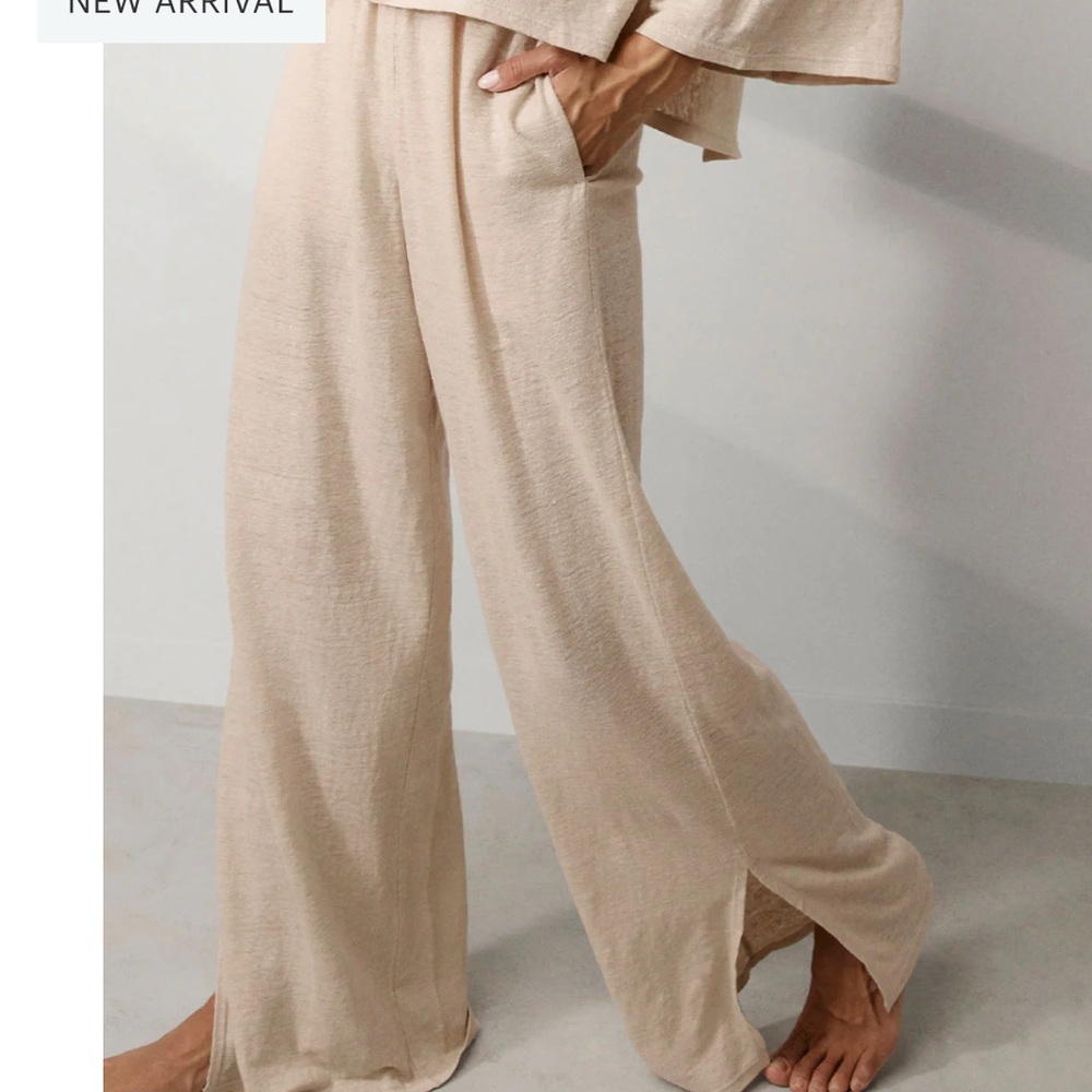LUNYA Linen Knit Side Slit Loungewear Pant